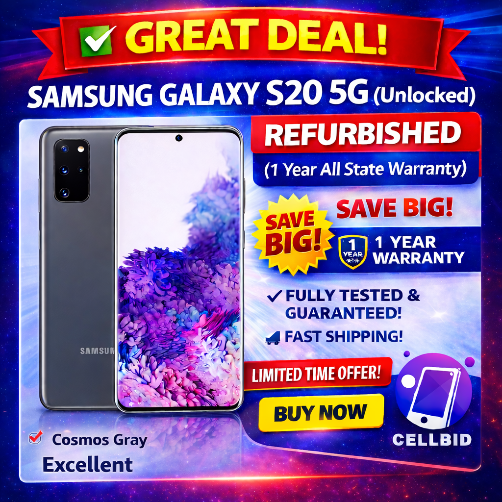 Samsung Galaxy S20 5G SM-G981U (UNLOCKED) Smartphone 128GB Cosmic Gray Excellent