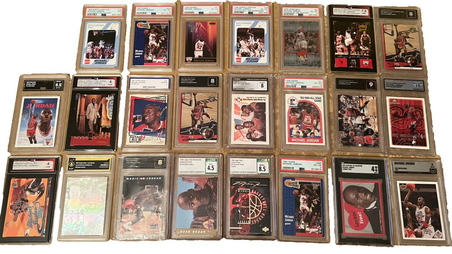 Michael Jordan Graded Cards Collection For Collectors Dream! LOT QTY: 23 Trading