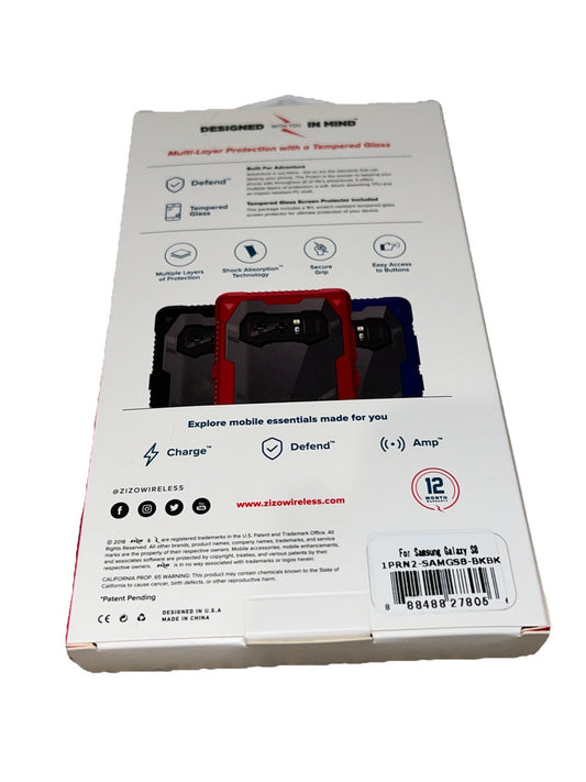 ZIZO PROTON protective bumper case for Samsung Galaxy S8 in black with tempered glass screen protector