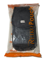 Reiko Black Vertical Leather Canvas Belt Clip Case Pouch for Large Cell Phone