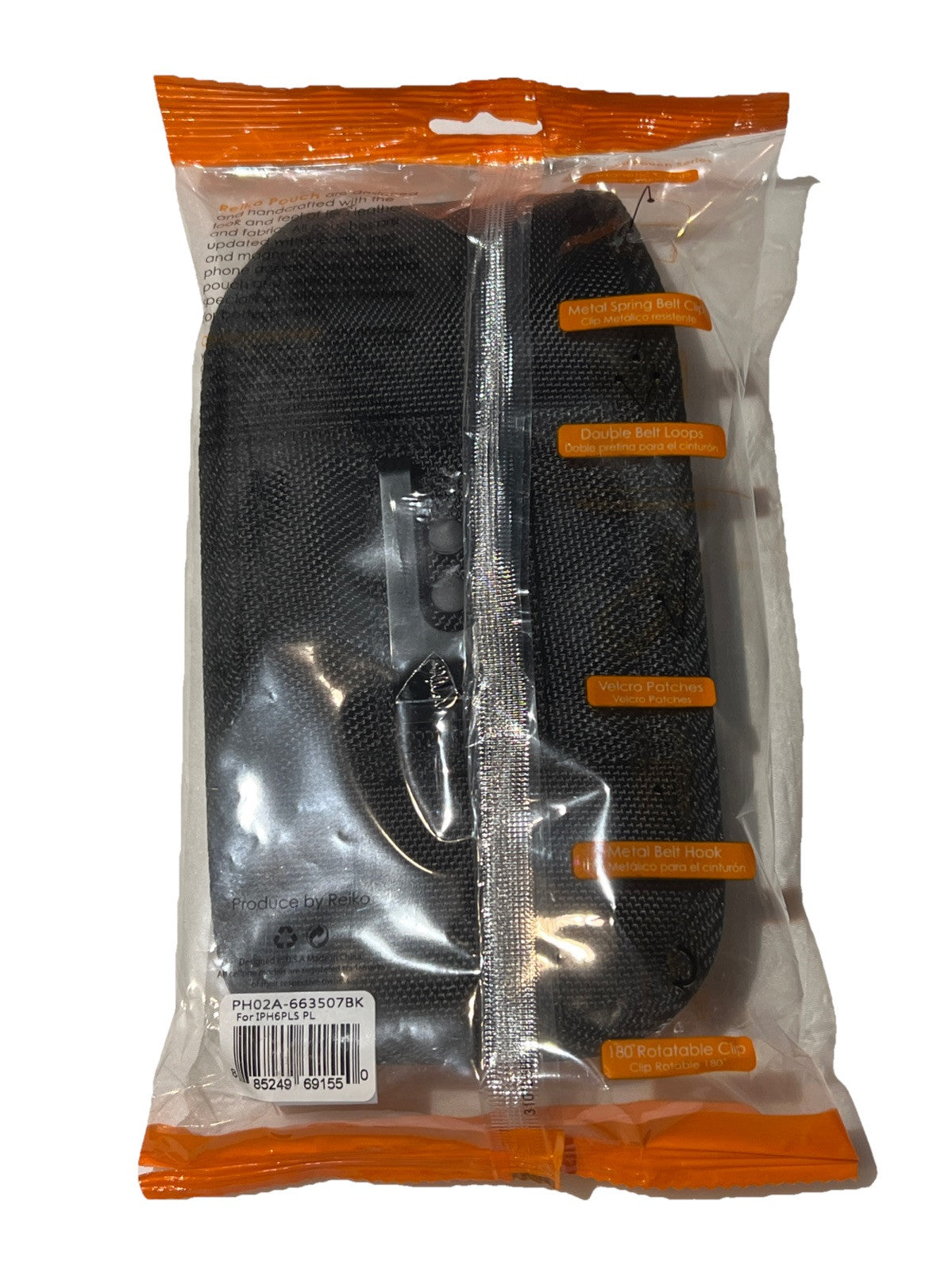 Reiko Black Vertical Leather Canvas Belt Clip Case Pouch for Large Cell Phone